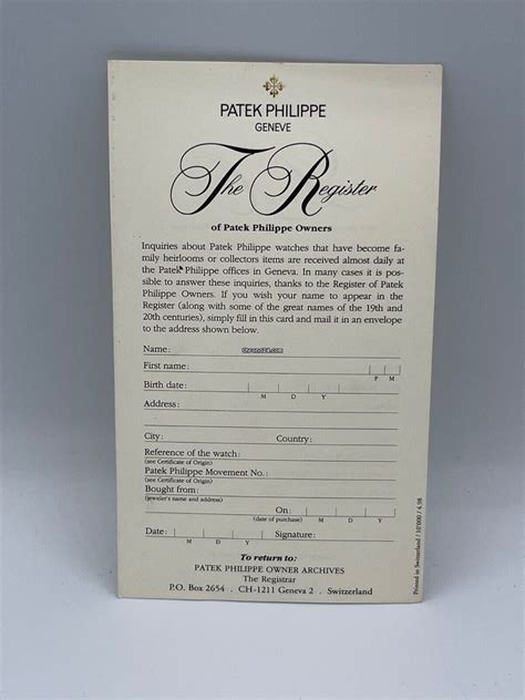 patek philippe owner registration.